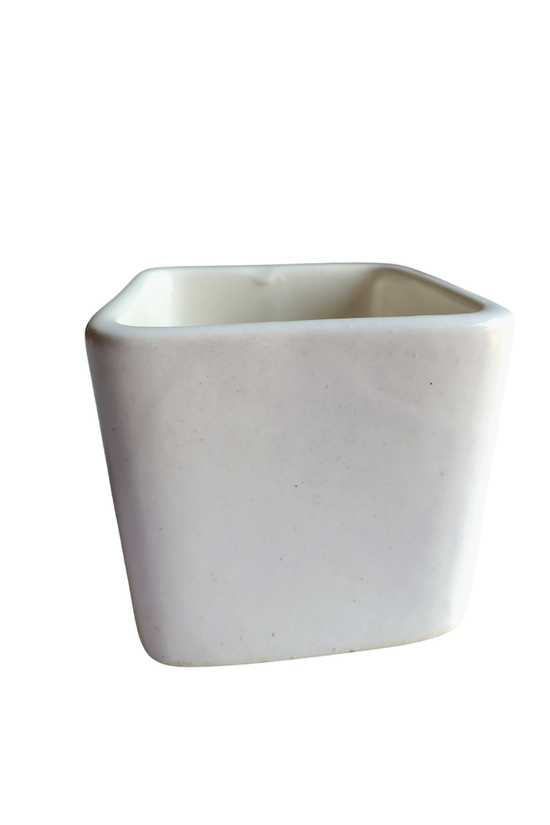 Plain white square ceramic pot