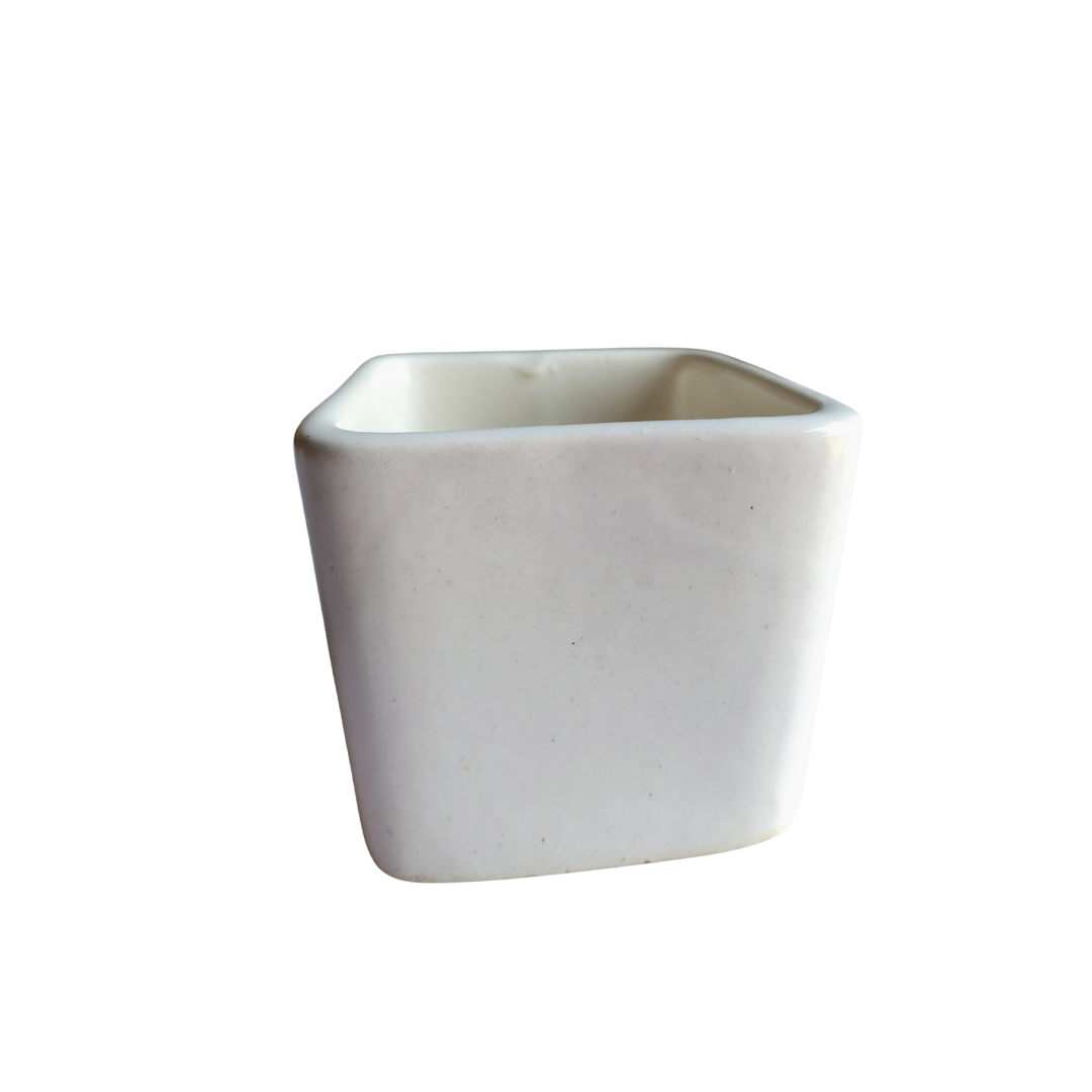 Plain white square ceramic pot