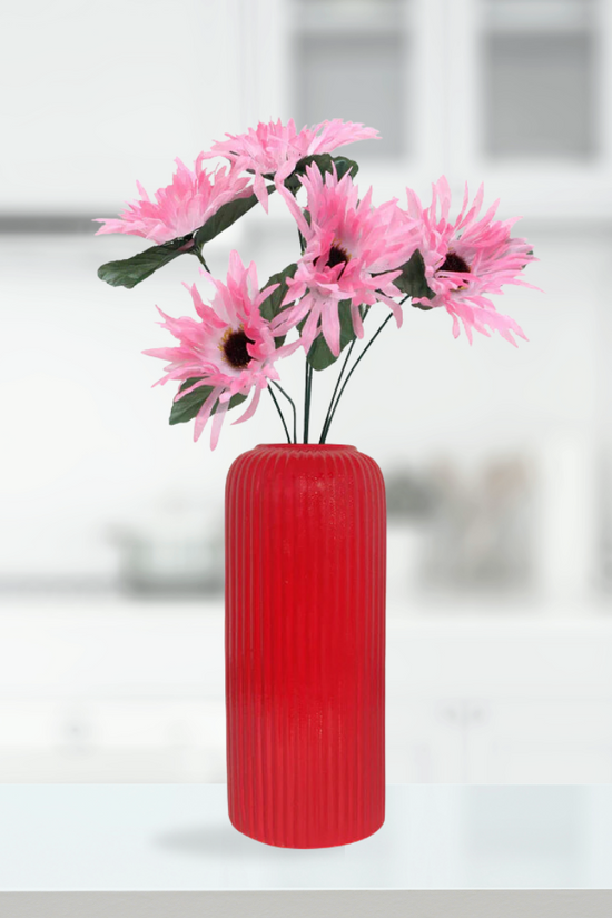 Red-colored indoor ceramic planter
