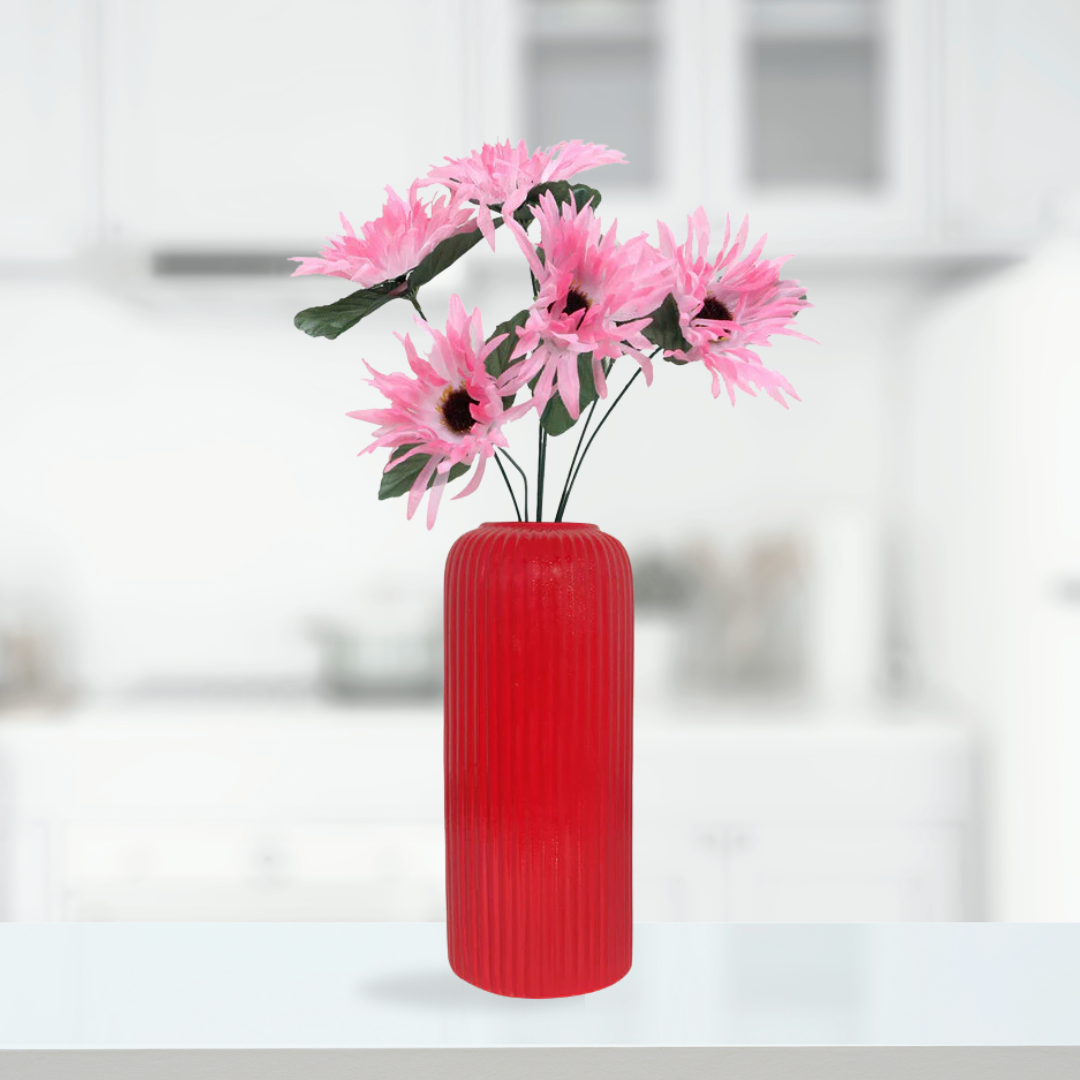Red-colored indoor ceramic planter
