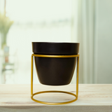 Twilight Black Metal Pot With Stand By Gardengram