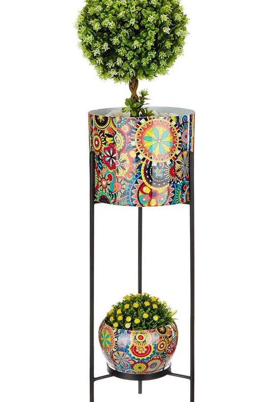 Double decker metal plant stand
