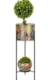 Metal Rangoli Planter With Double Decker Stand by gardengram 