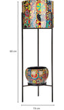 Metal Rangoli Planter With Double Decker Stand by gardengram size height 60 cm and width 19 cm 