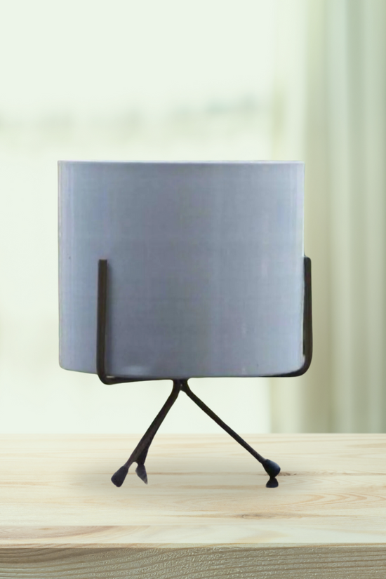 White metallic planter with stand
