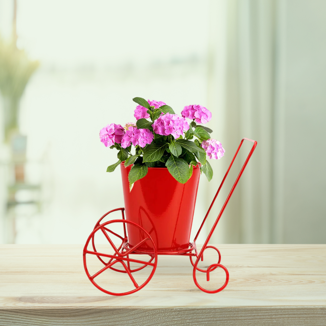 Iron pot stand with 2 wheels
