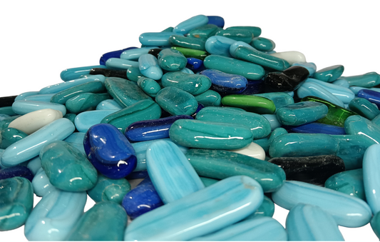 Elongated blue pebbles by Gardengram, can be used to decorate garden, pots and planters as well as lawns. 