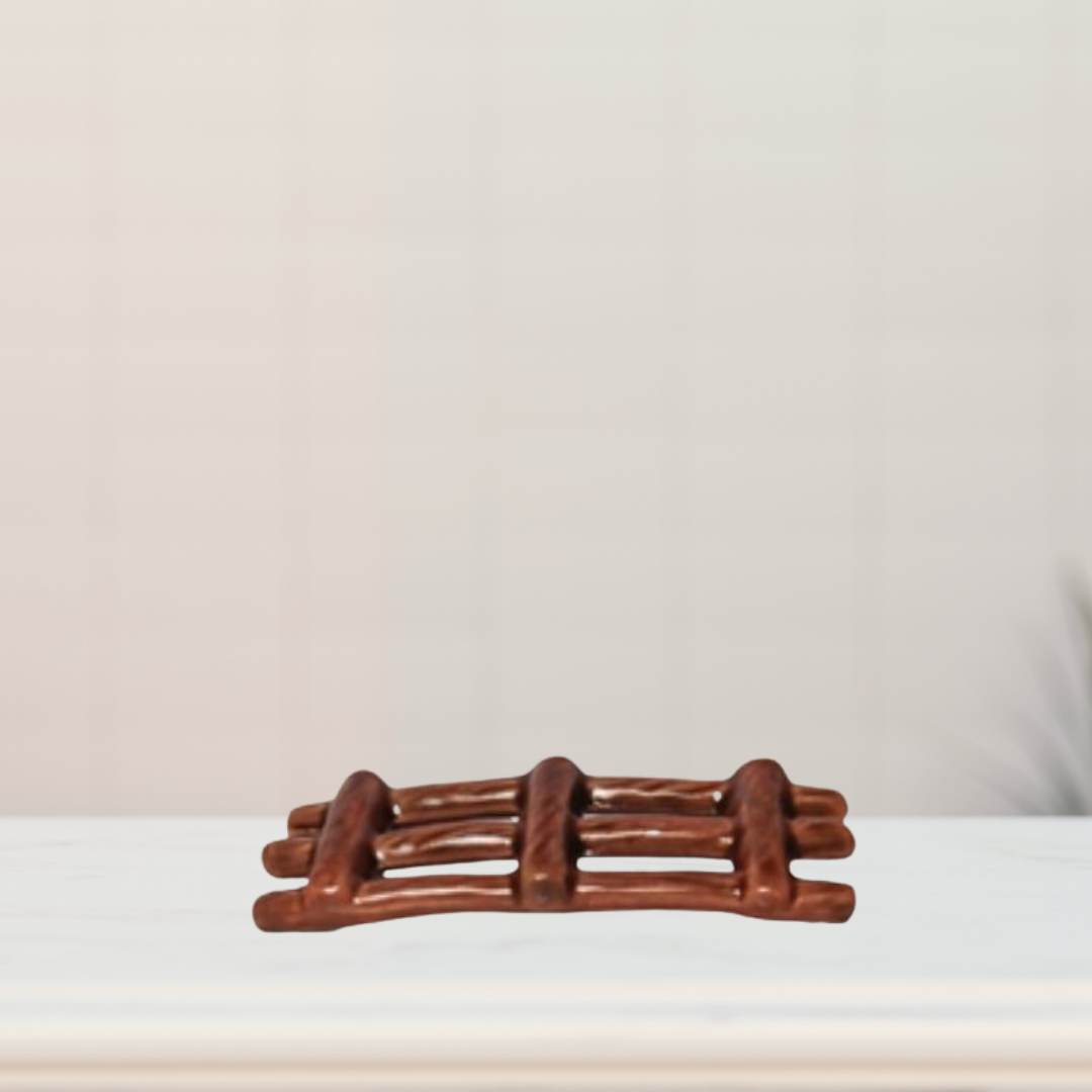 Miniature garden fence in brown
