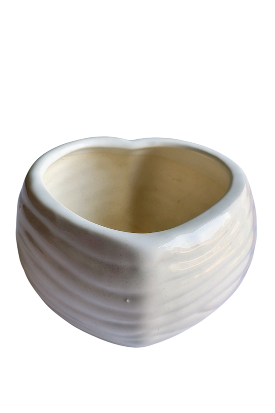 Heart-shaped white ceramic planter for indoor plants