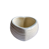 Heart-Shaped White Ceramic Pot - Premium White Decorative Plant Holder | 15x11 cm