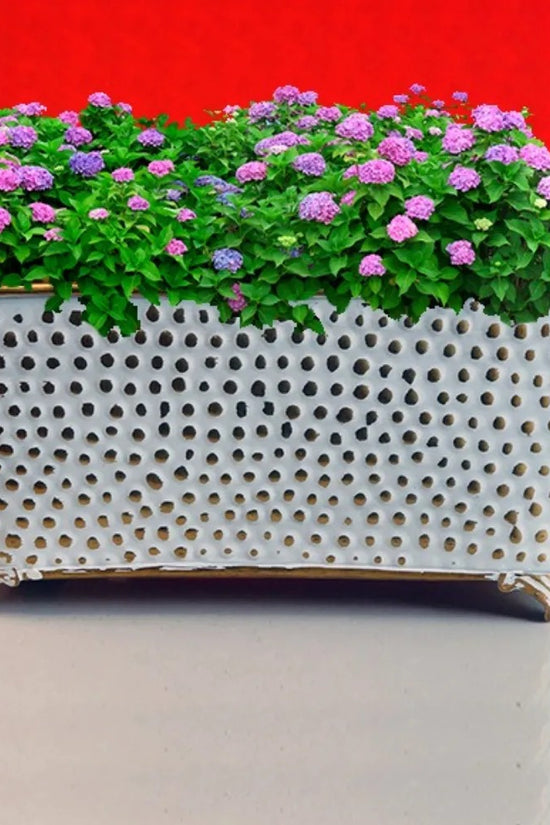 Ivory and gold rectangle plant pot
