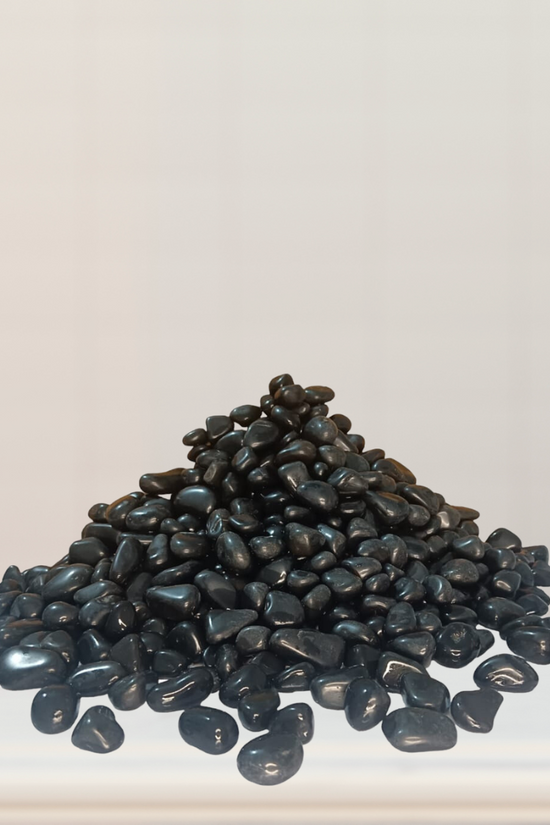 Black polished decorative pebbles
