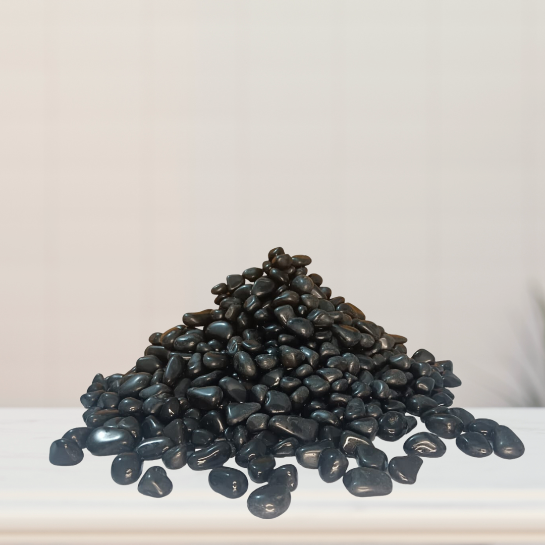 Black polished decorative pebbles
