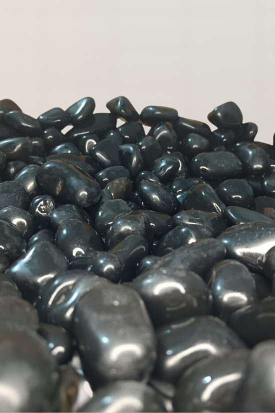 Black polished decorative pebbles
