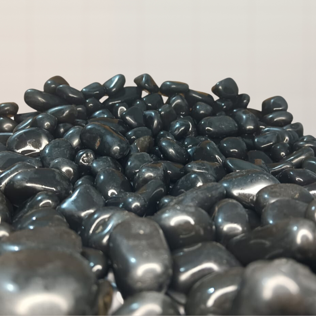 Black polished decorative pebbles
