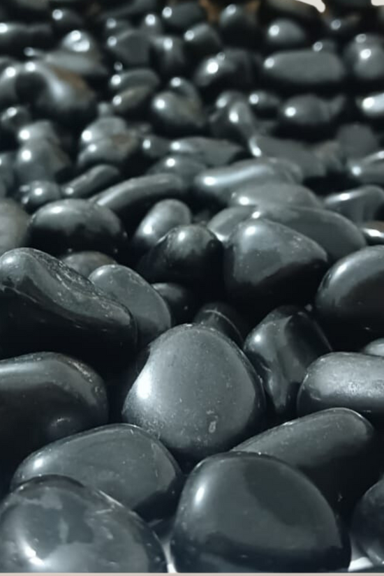 Black polished decorative pebbles
