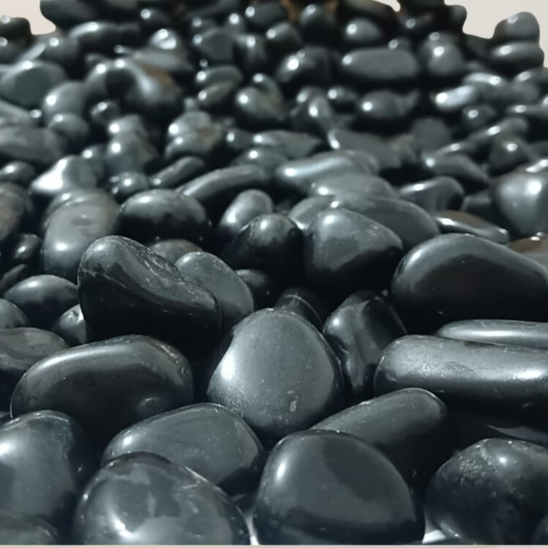 Black polished decorative pebbles
