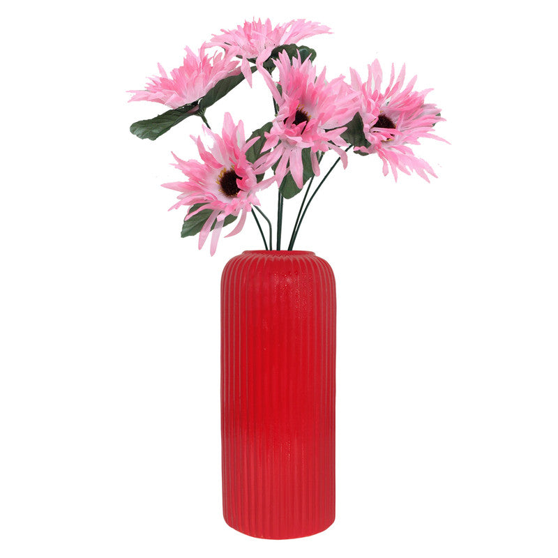 Red-colored indoor ceramic planter
