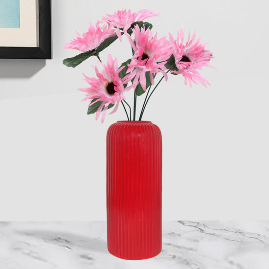 Red-colored indoor ceramic planter
