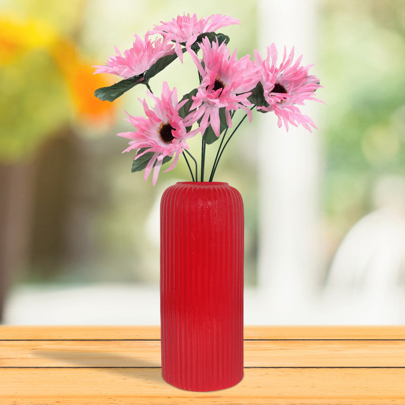 Red-colored indoor ceramic planter
