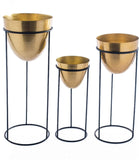 Golden egg shaped pot with stand | Indoor planter stand set