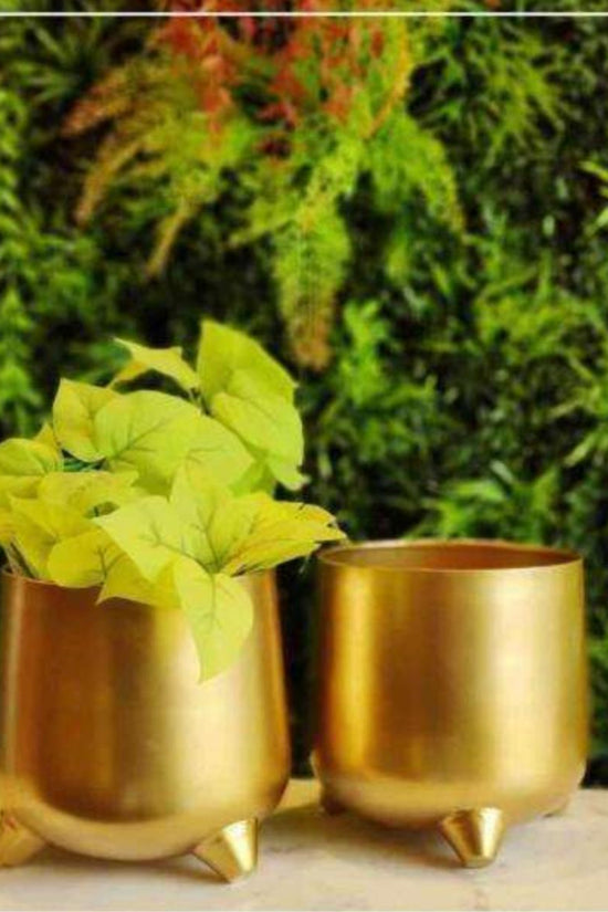 Indoor decorative golden plant pot
