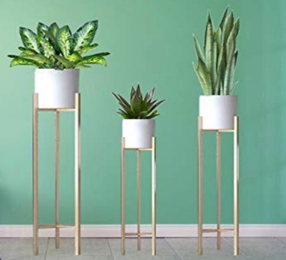 3-pot planter set with metal stand
