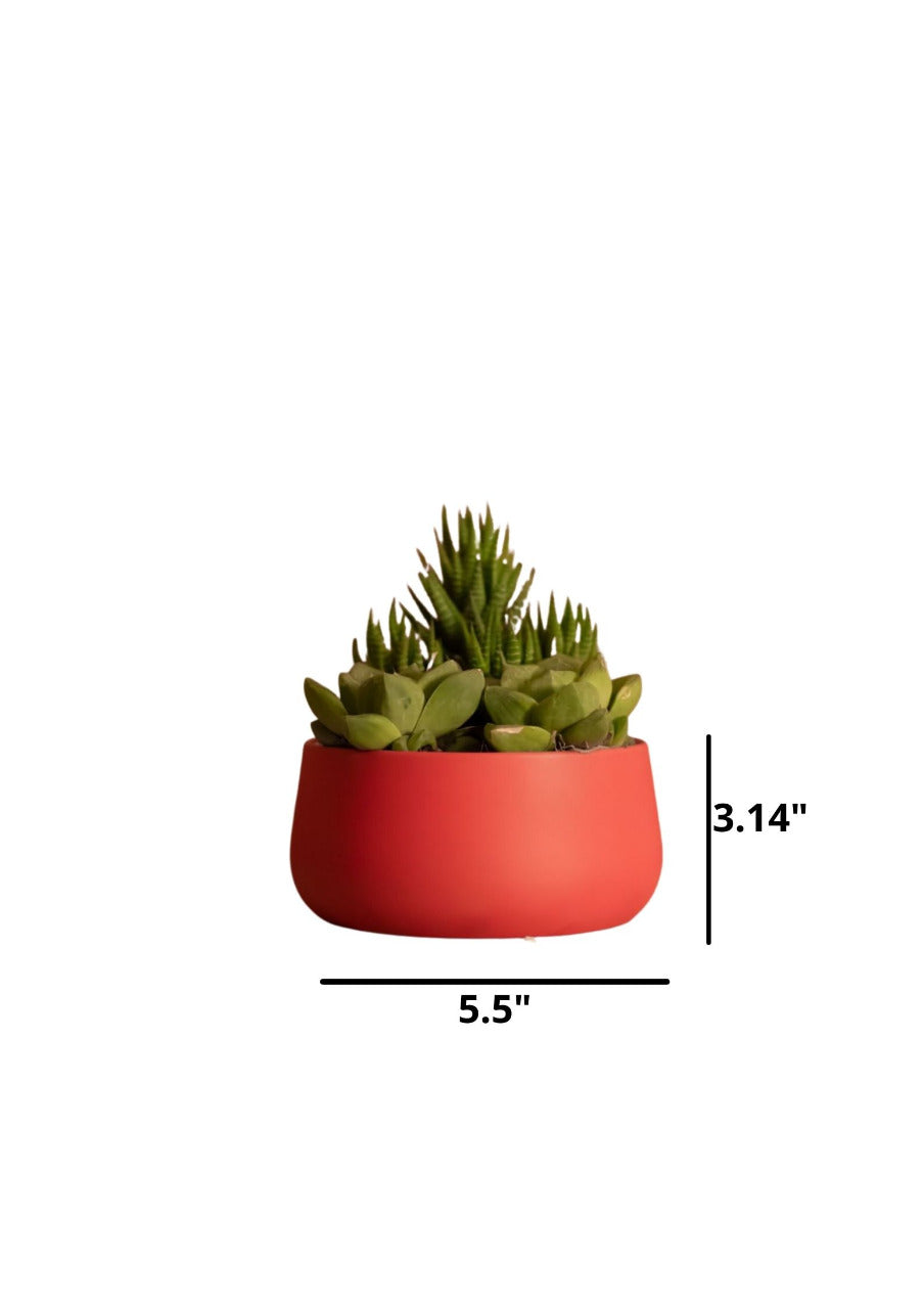 Red metallic pot for home decor
