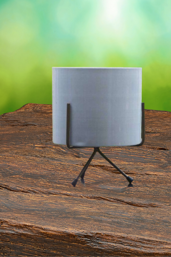 White metallic planter with stand
