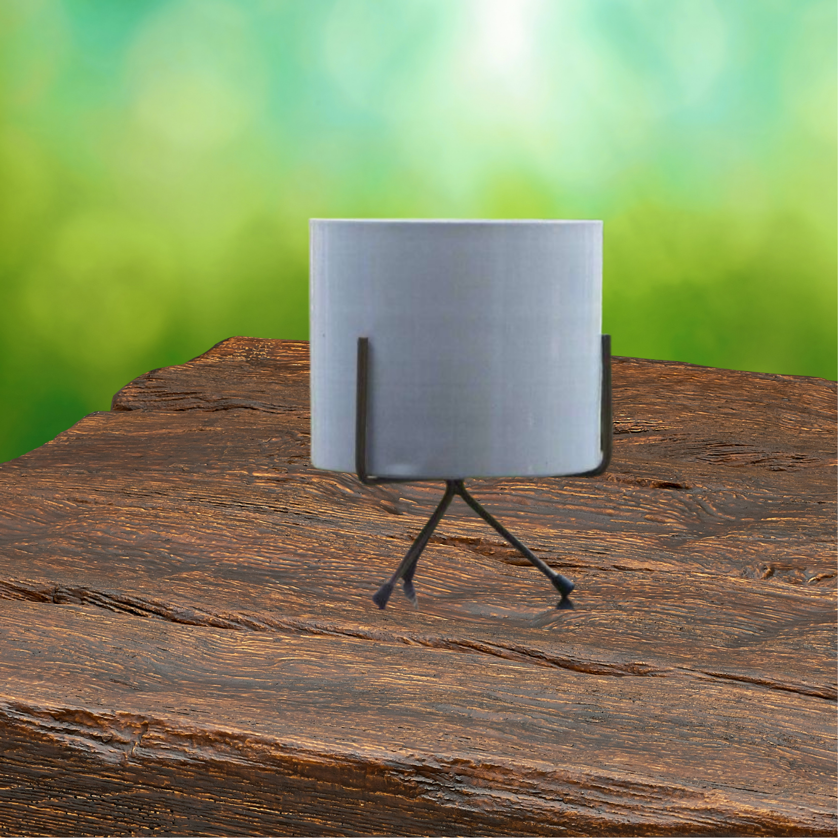 White metallic planter with stand
