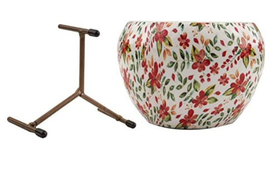 Floral print metal planter
