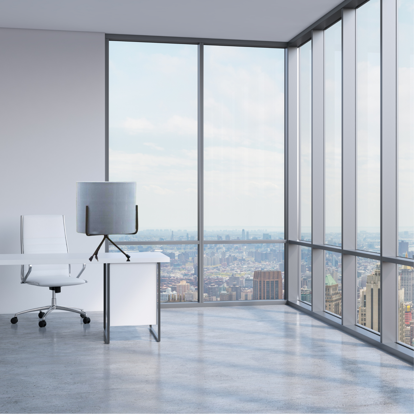 White metallic planter with stand
