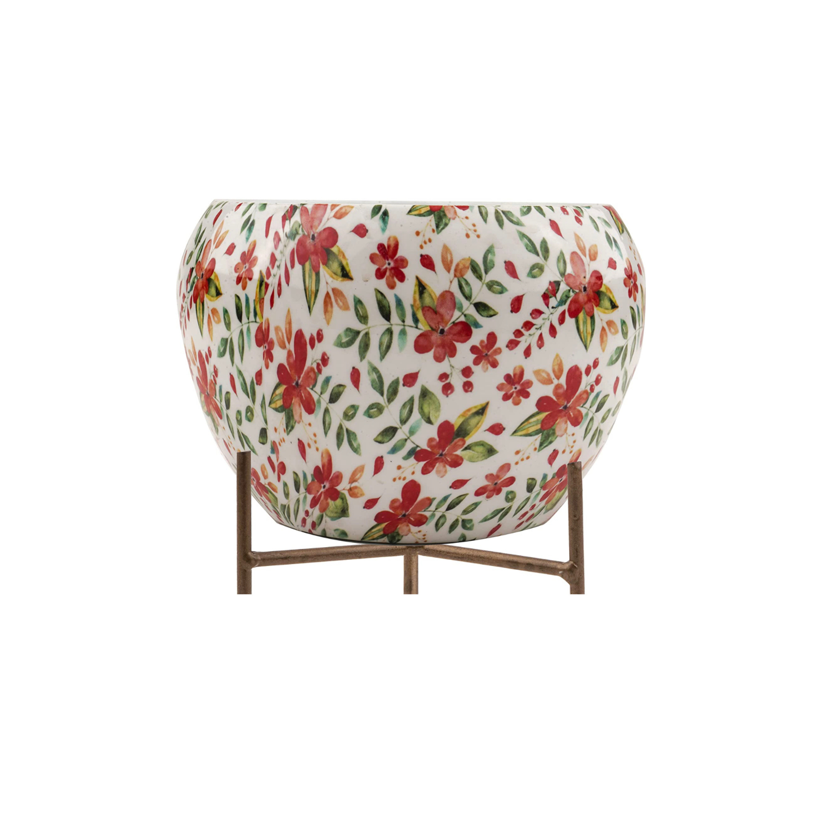 Floral print metal planter
